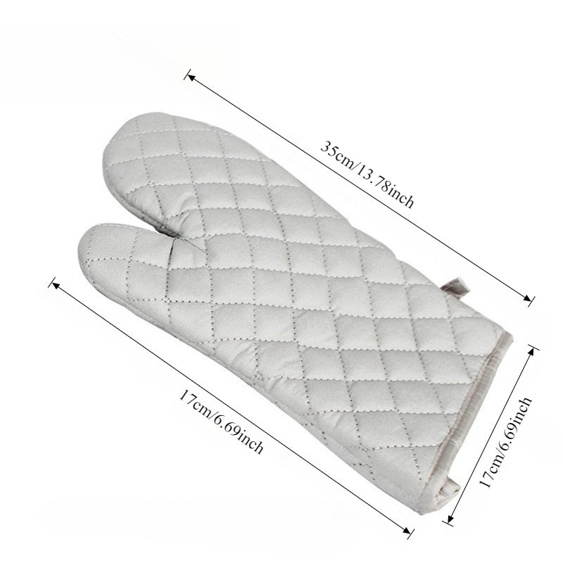 1pair Baking Oven Barbecue with Extended Gloves Heat-resistant High-temperature Resistant Anti Slip Cotton Gloves