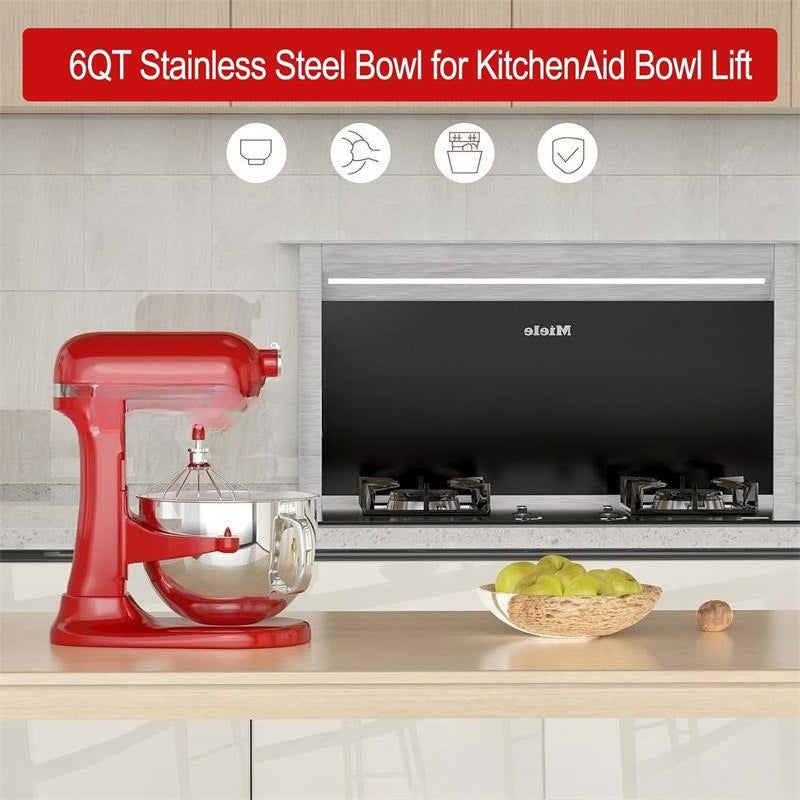6QT Stainless Steel Mixing Bowl Kitchenaid Vertical Mixer, Kitchen Treasure 6QT Oblique Head Mixer with Handle
