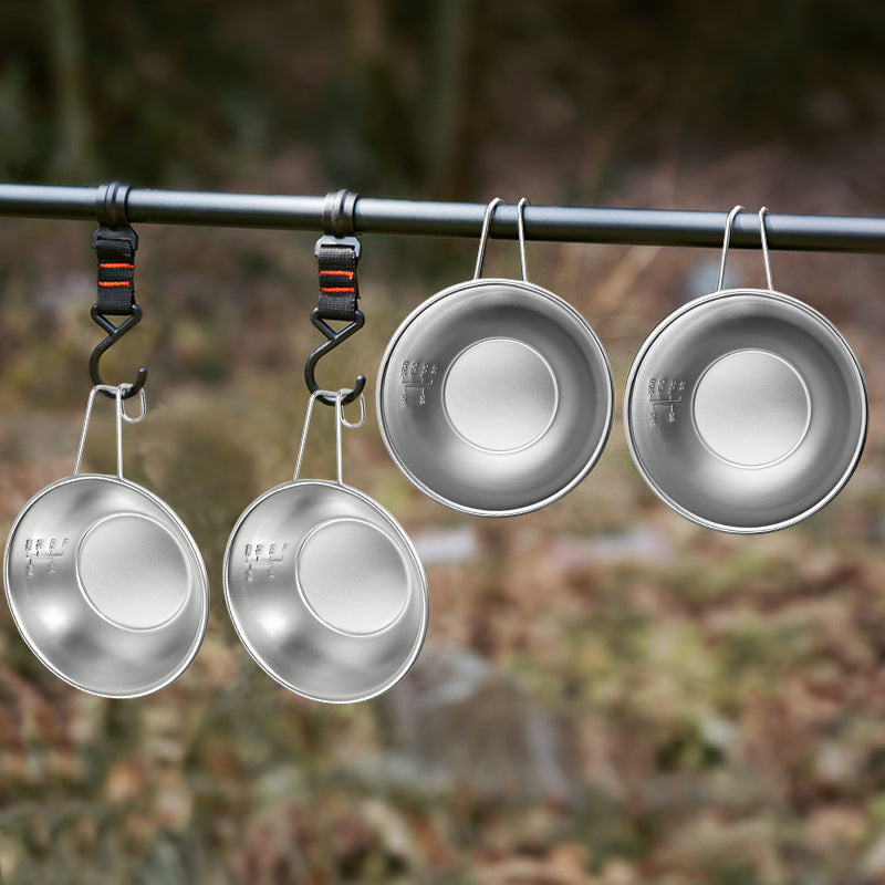 1pc Outdoor Camping Snow Roller Bowl 304 Stainless Steel Portable Picnic Tableware Barbecue Tableware Lightweight Camping Equipment
