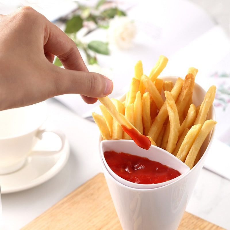 1pc French Fries Cup Vegetable Salad Cup Plastic French Fries Cup PP Salad Cup Oblique Cup Snack Cup.
