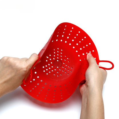 1pc Silicone Steamer Basket with Portable High-temperature Resistant Folding Steamer