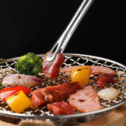 1pc Stainless Steel BBQ Tongs - Heat Resistant Food Tongs for Grilling & Kitchen Bread Serving