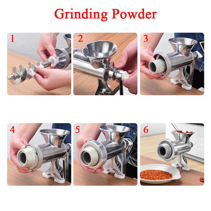 1 Set Stainless Steel Meat Grinder Multi-Function Manual Mincing Tools