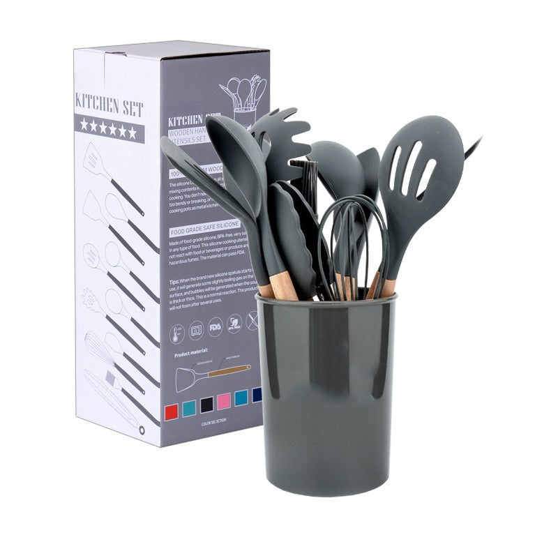 12pcs/set Silicone Kitchenware Utensils Set Spoon Tongs Kit