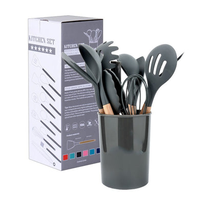 12pcs/set Silicone Kitchenware Utensils Set Spoon Tongs Kit