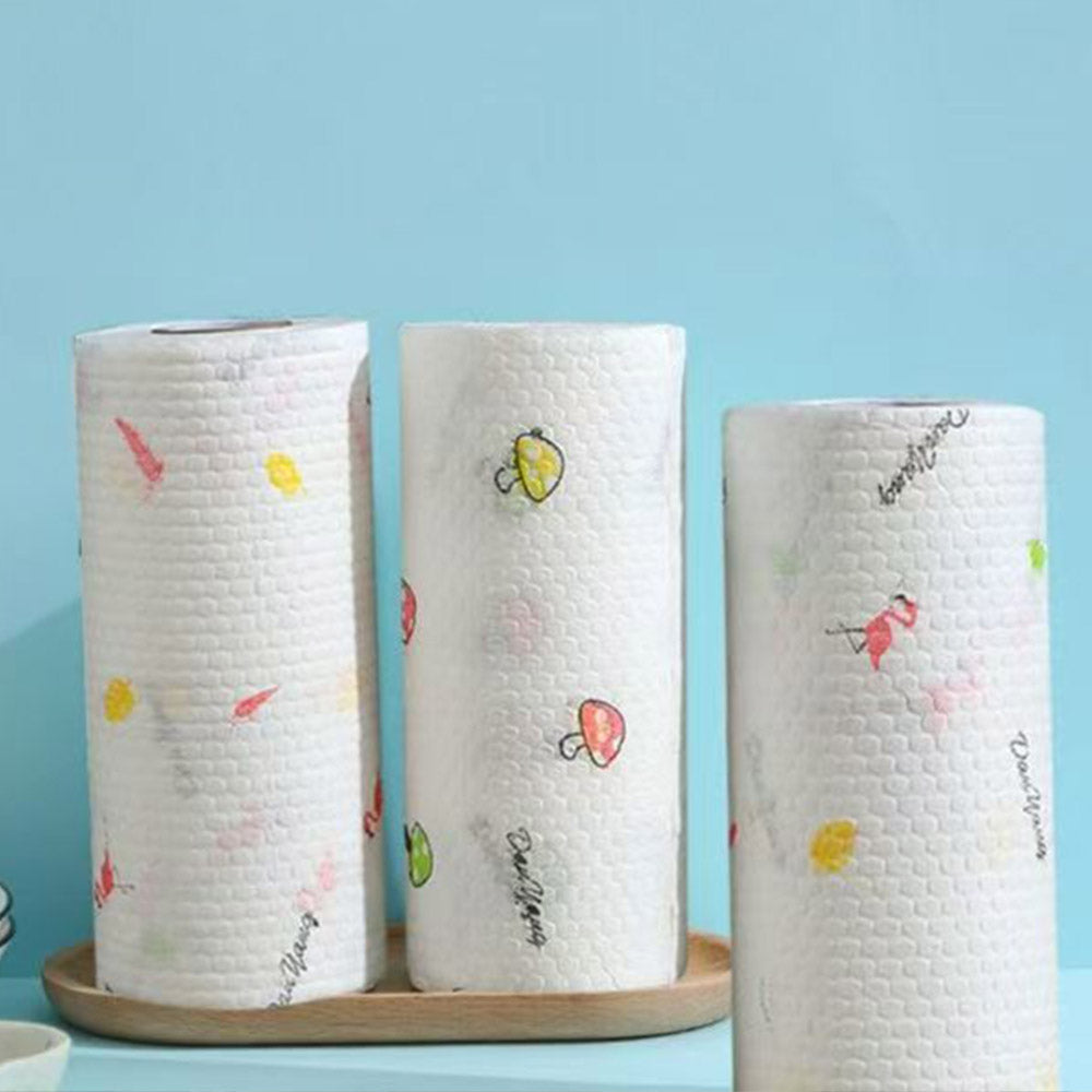 1/2 Roll Printed Kitchen Paper Towels Super Absorbent Oil Water Resistant Disposable Kitchen Towels