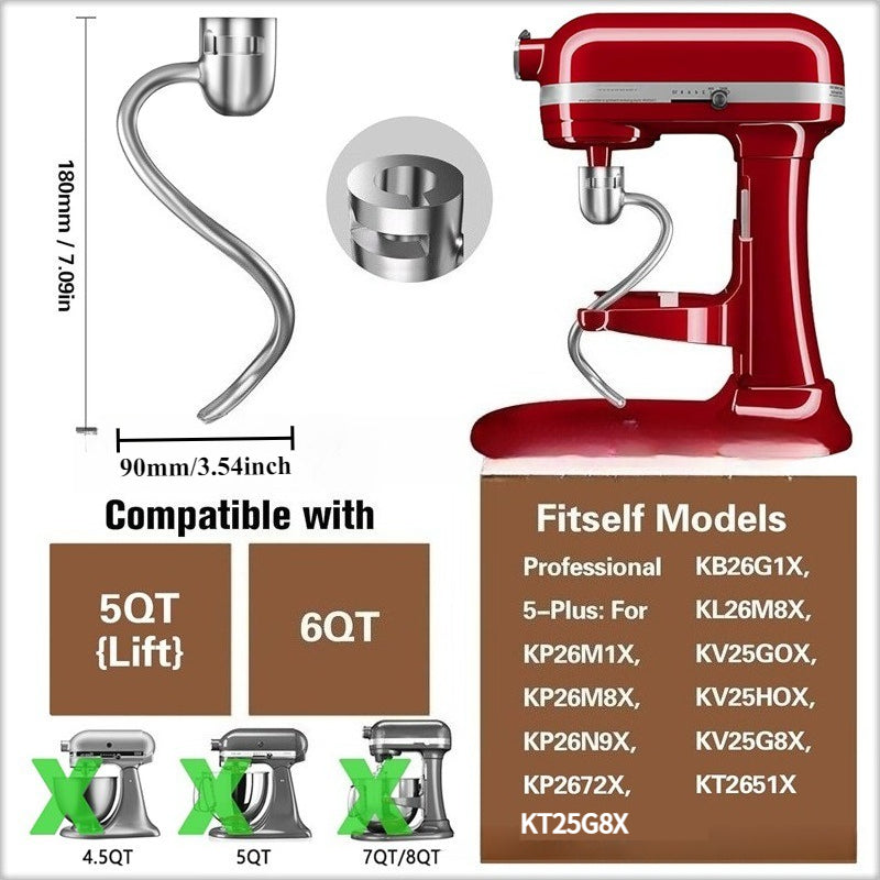 Kitchen Treasure KitchenAid6QT Cook Machine Pro600 Stainless Steel Hook and Noodle Mixing Paddle Accessories