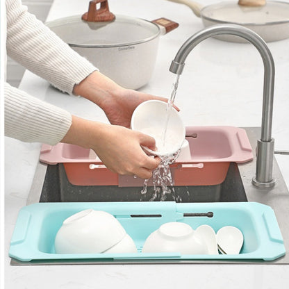 1pc Retractable Sink Drain Rack Plastic Washing Basket Household Kitchen Rack Vegetable Drain Basket