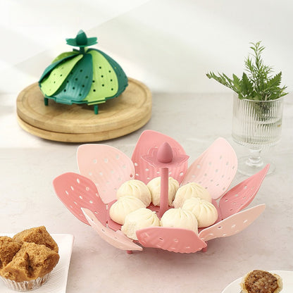 1pc Foldable Plastic Lotus Flower Steamer Basket for Home Use