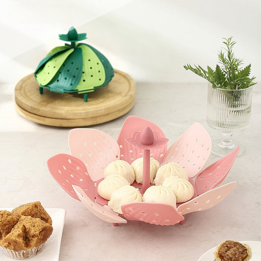 1pc Foldable Plastic Lotus Flower Steamer Basket for Home Use