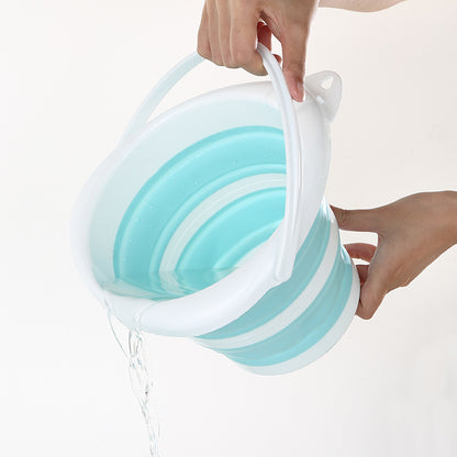 1pc Portable plastic bucket with lid folding bucket telescopic bucket