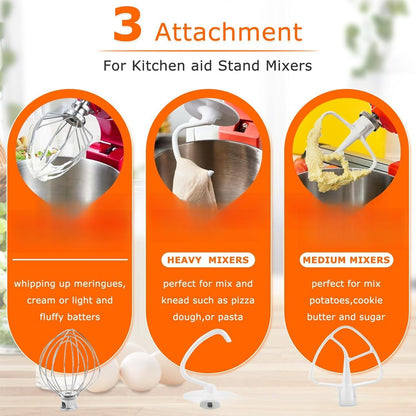 3cps/Set for KitchenAid K45WW Egg Beater K45DH Dough Hook K45B Stirring Paddle