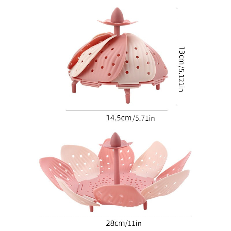 1pc Foldable Plastic Lotus Flower Steamer Basket for Home Use