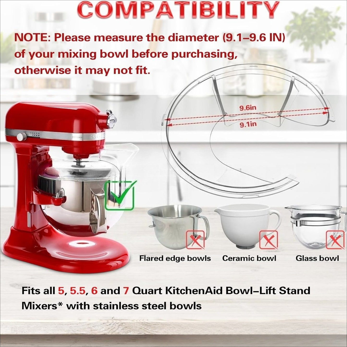 Food Grade Transparent Plastic 6-8QT Stand Mixer Splash Guard with Enlarged Pour Spout Vertical Mixer Anti-Overflow Anti-Splash Baking Accessory