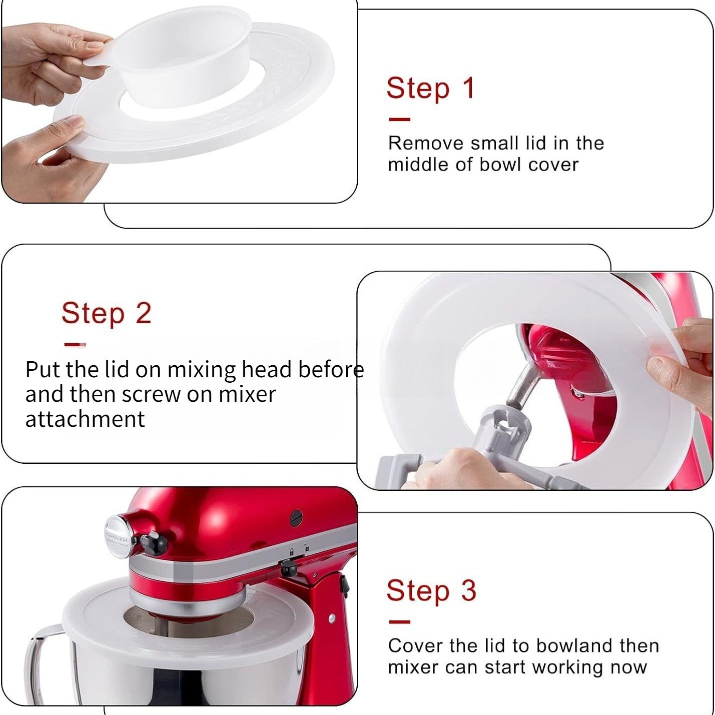 2pcs Mixer Bowl Lid For KitchenAid 4.5-5 Quart Tilt Head Stand Mixer Bowl Lid