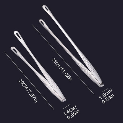 1pc Stainless Steel BBQ Tongs - Heat Resistant Food Tongs for Grilling & Kitchen Bread Serving