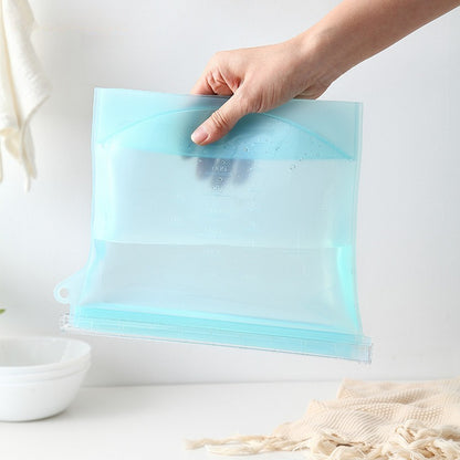 1pc Silicone Fresh-keeping Bag Leak-proof Food Bag Vacuum Food Sub-packaging Self-sealing Bag