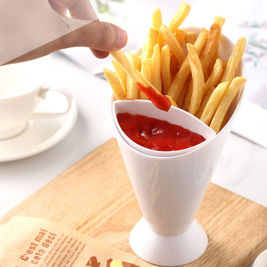 1pc French Fries Cup Vegetable Salad Cup Plastic French Fries Cup PP Salad Cup Oblique Cup Snack Cup.