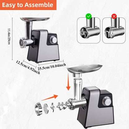 Multifunctional Electric Meat Grinder for Home Use Stainless Steel Blade Mesh Sausage Stuffer Commercial Grade Meat Mincer