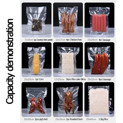100Pcs/PackTextured Vacuum Bags Household Cooked Food Fresh-keeping Sealed Plastic Bag Compression Food Grade Packaging Reticulated Vacuum Bags