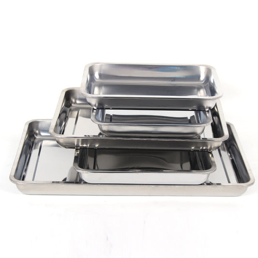 1pc Stainless Steel Thickened Rectangular Square Plate Rectangular Grilled Fish Tray Barbecue Plate
