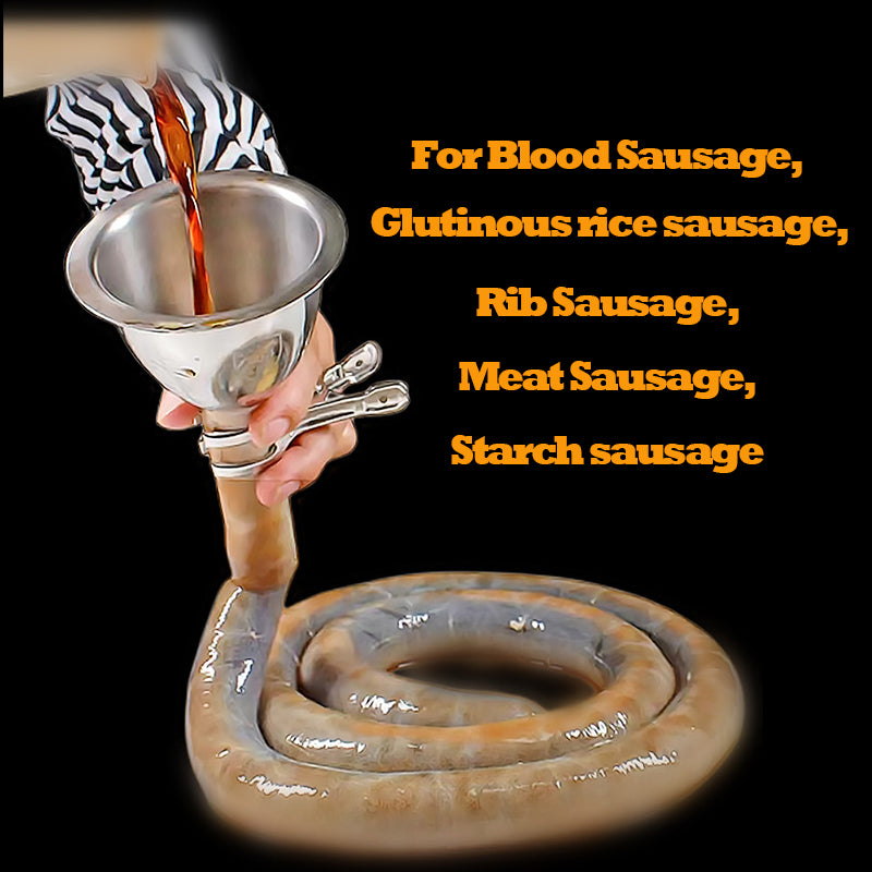 1pc Extended Stainless Steel Funnel Nozzle Sausage Tube For Blood/Meat/Ribs Sausage