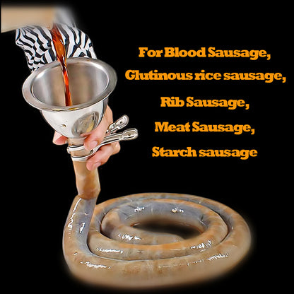 1pc Extended Stainless Steel Funnel Nozzle Sausage Tube For Blood/Meat/Ribs Sausage