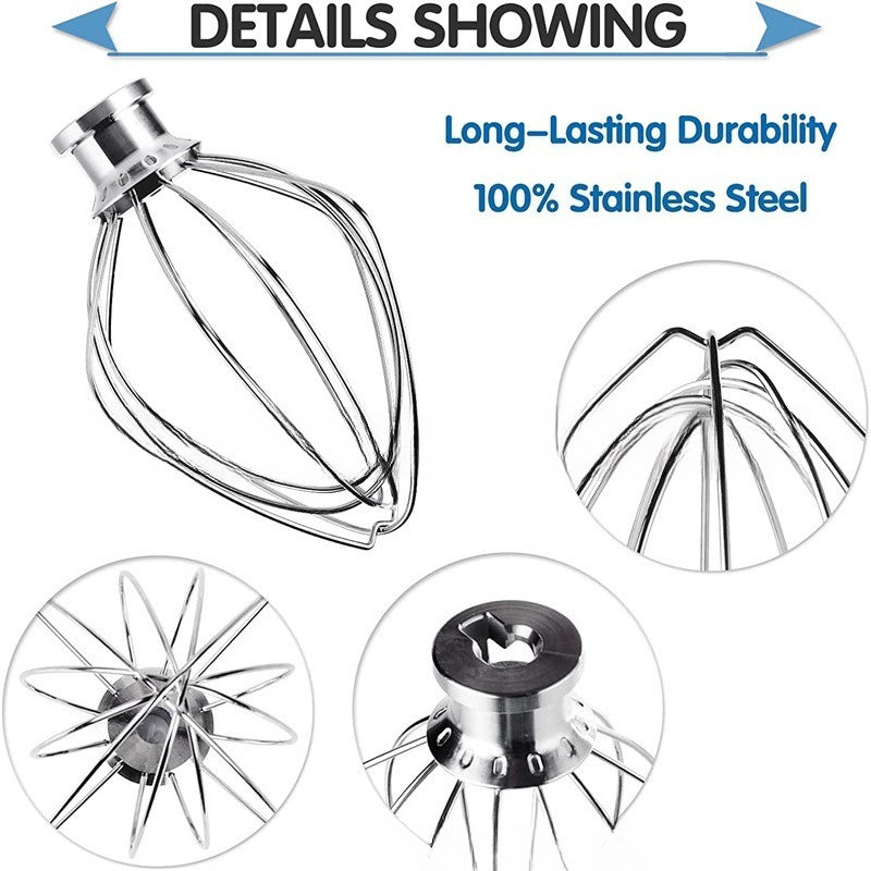 Stainless Steel Whisk Attachment for Mixer Heavy Duty Egg Cream Beater Ball for Electric Stand Mixer Baking Accessories