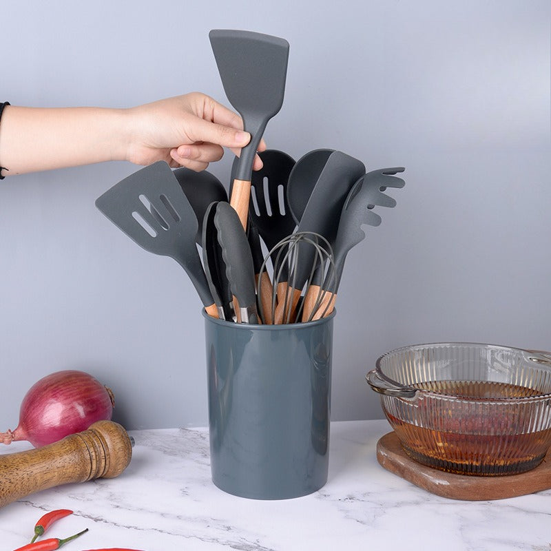 12pcs/set Silicone Kitchenware Utensils Set Spoon Tongs Kit