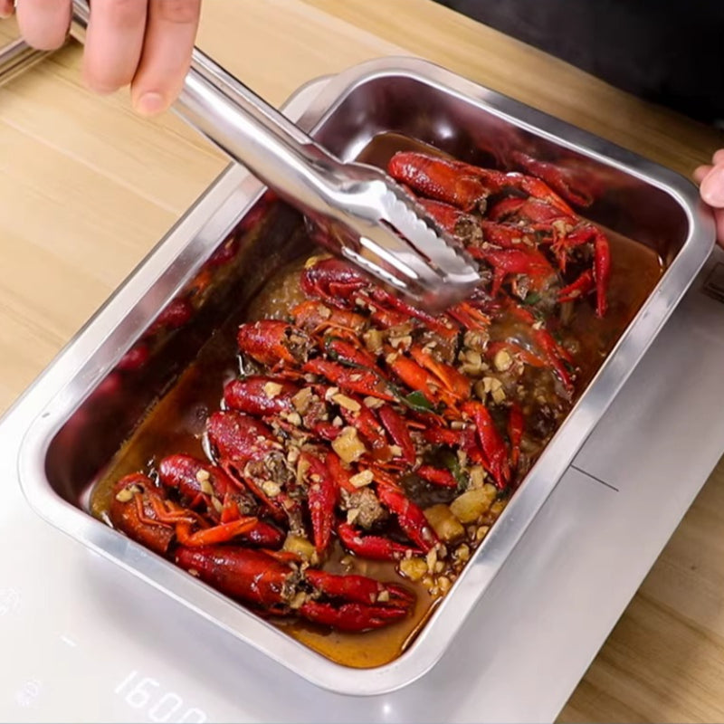 1pc Stainless Steel Thickened Rectangular Square Plate Rectangular Grilled Fish Tray Barbecue Plate