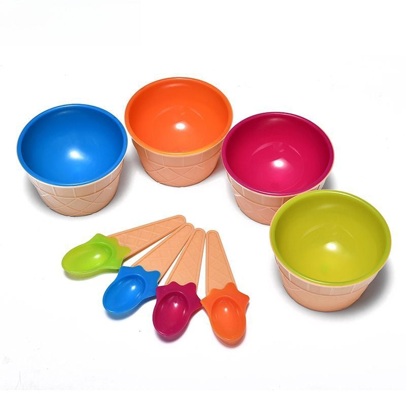 1set Small Bowl Candy Color Ice Cream Bowl Creative Ice Cream Ice Cream Bowl Set