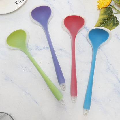 1pc Colored Large Silicone Soup Spoon, Household Heat-resistant Long Handled Soup Spoon