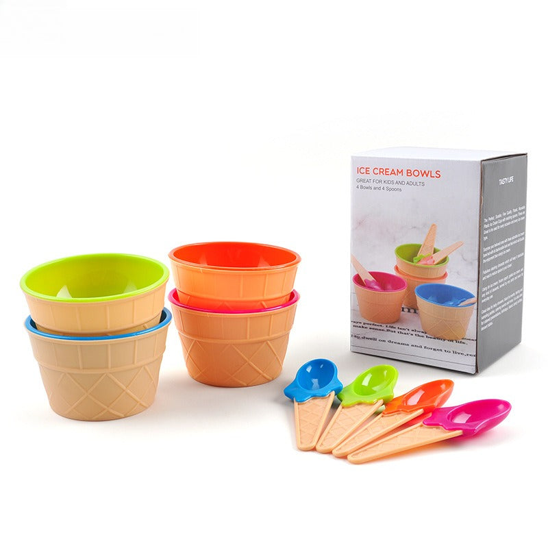 1set Small Bowl Candy Color Ice Cream Bowl Creative Ice Cream Ice Cream Bowl Set