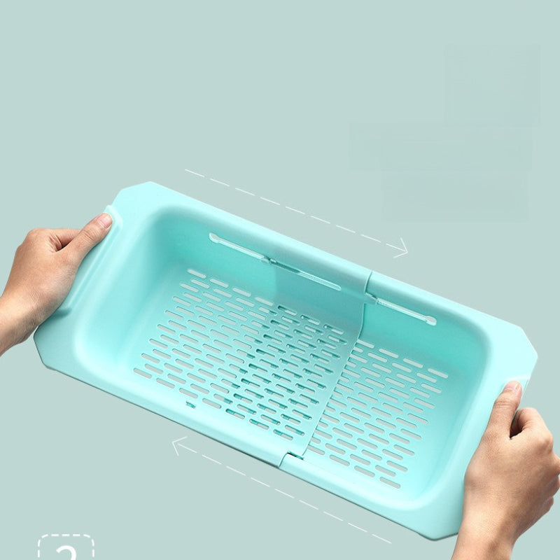 1pc Retractable Sink Drain Rack Plastic Washing Basket Household Kitchen Rack Vegetable Drain Basket