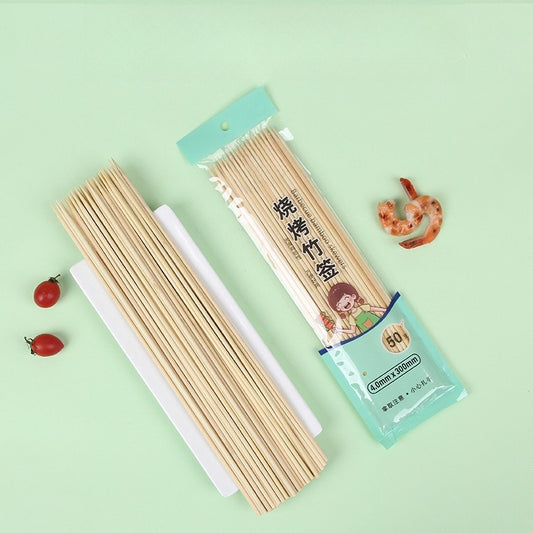50pc Disposable Bamboo Stick Disposable Bamboo Chopsticks Fried Kebab Barbecue Meat Maker Sausage Tomatoes Sticks Cotton Candy