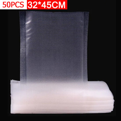 50pcsTextured Vacuum Bag Household Cooked Food Fresh-keeping Sealed Plastic Bagcompression Food Grade Packaging Reticulated Vacuum