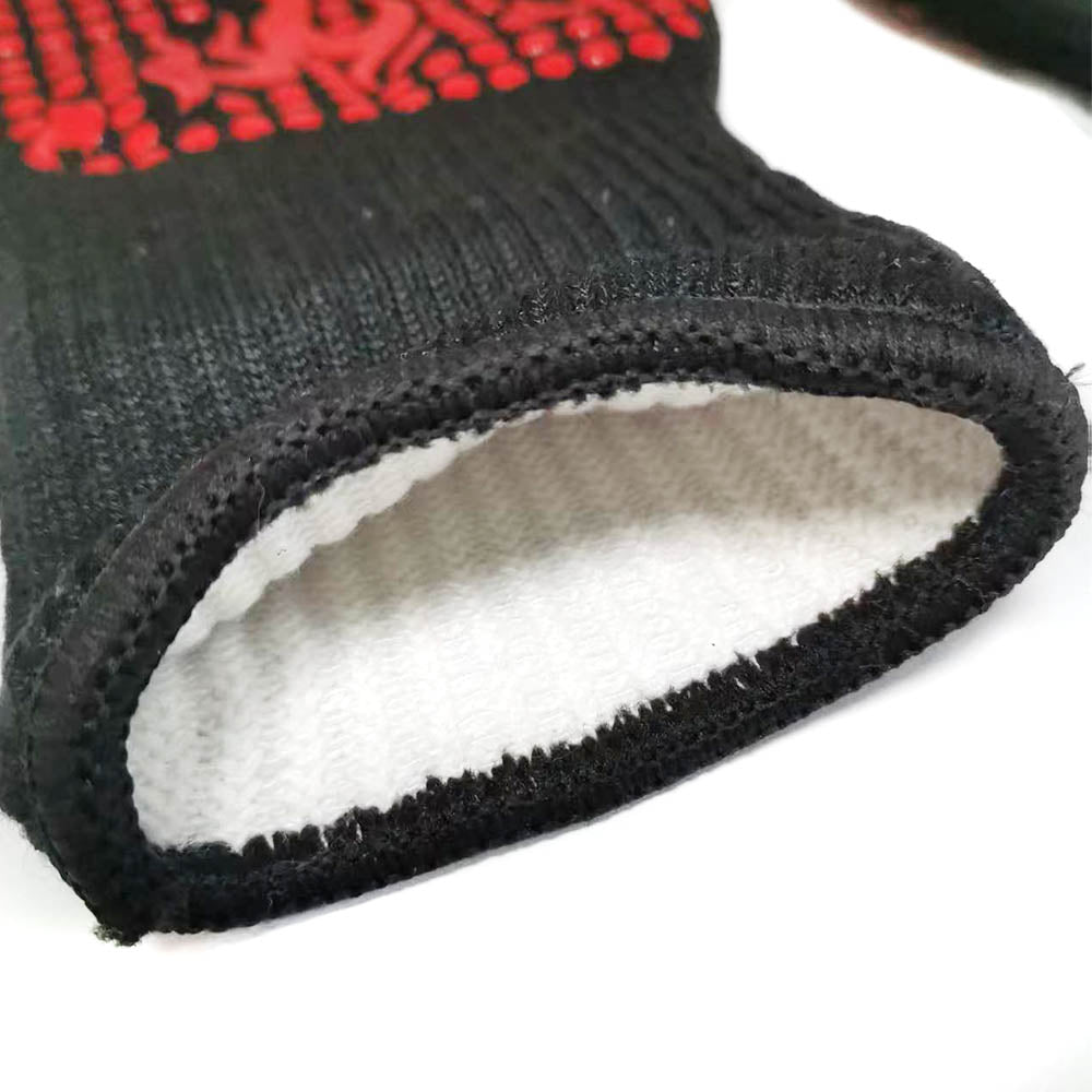 2pcs/Pair Heat Resistant Gloves for BBQ Double Layer Thickened Silicone Oven Gloves Fire Retardant Cooking Gloves for Grilling