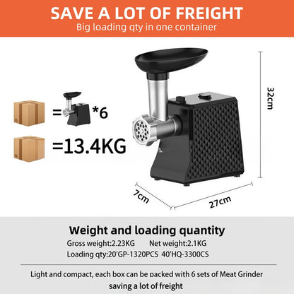 Electric Meat Grinder and Sausage Stuffer Machine 3 Size Cutting Plates Multifunctional Mincer with EU US UK AU Plug Options