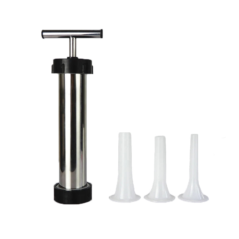 1set Stainless Steel Sausage Machine Enema with 3 Funnel Manual Sausage Filling Machine