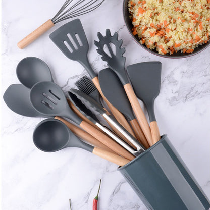 12pcs/set Silicone Kitchenware Utensils Set Spoon Tongs Kit