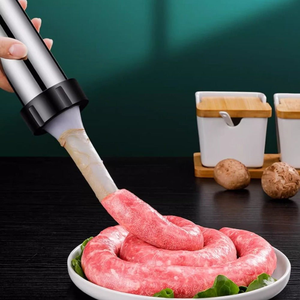 1 Set Stainless Steel Sausage Stuffer Machine With 4 Funnels