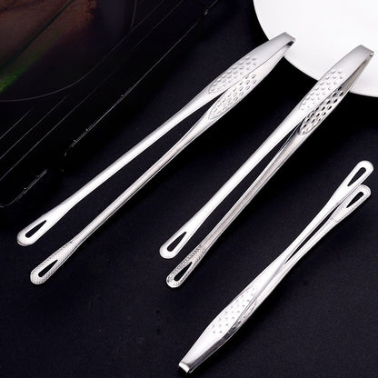 1pc Stainless Steel BBQ Tongs - Heat Resistant Food Tongs for Grilling & Kitchen Bread Serving
