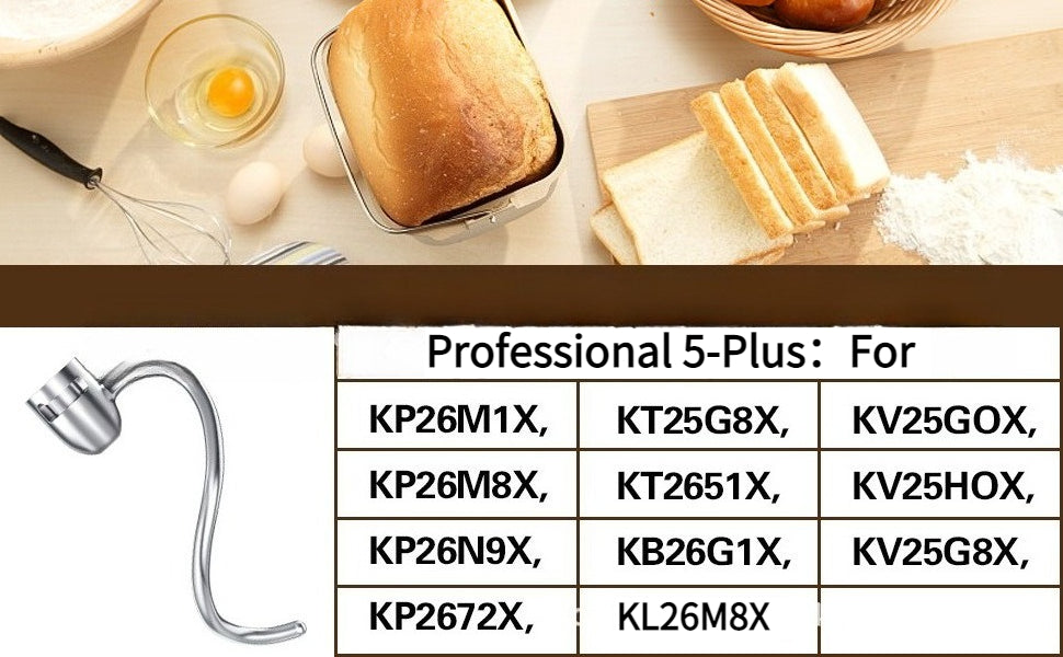 Kitchen Treasure KitchenAid6QT Cook Machine Pro600 Stainless Steel Hook and Noodle Mixing Paddle Accessories