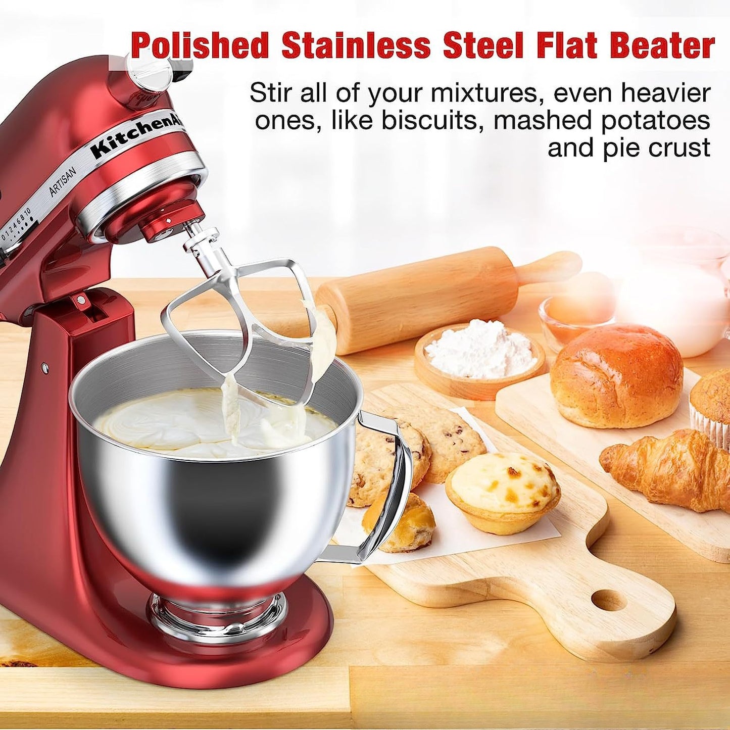 Kitchen Treasure KitchenAid6QT Chef Machine Pro600 Stainless Steel Hook Noodles Mixing Paddle Accessories