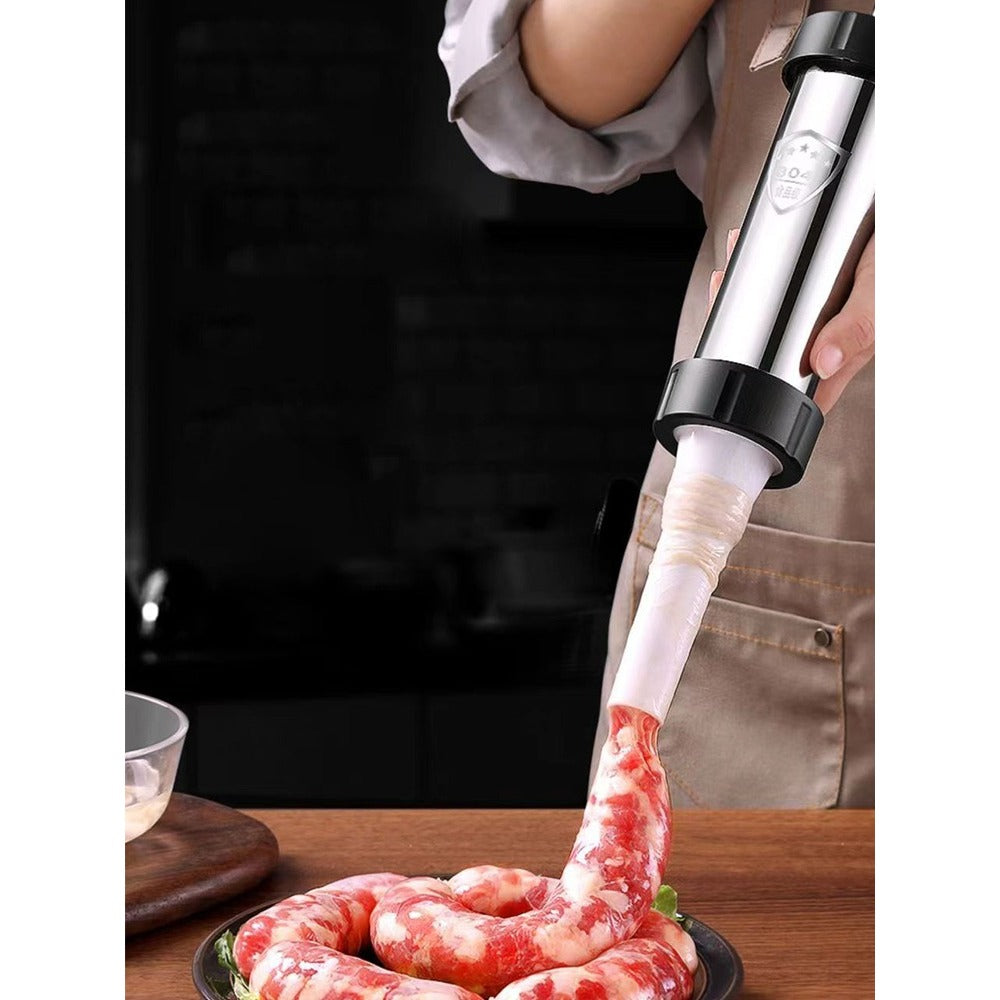 1 Set Stainless Steel Sausage Stuffer Machine With 4 Funnels