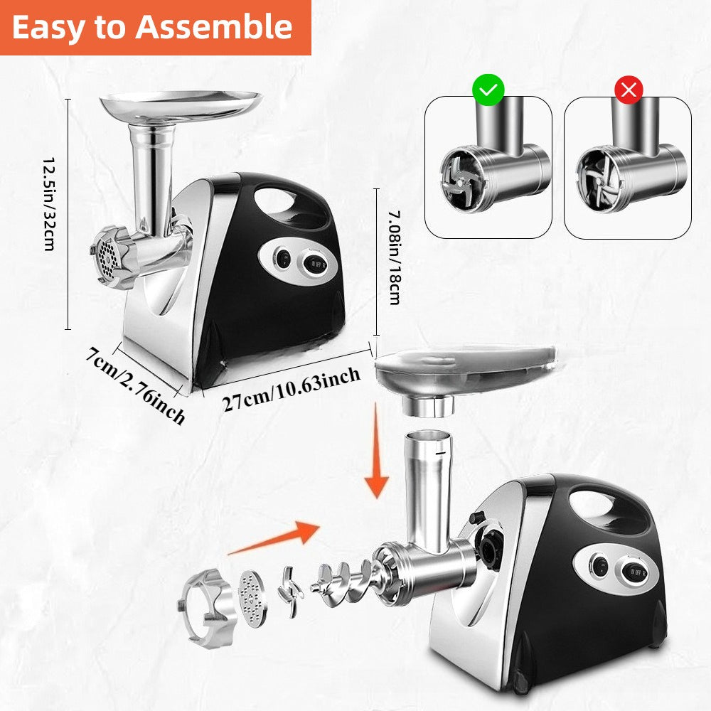 Multifunctional Electric Meat Mincer & Sausage Maker Household Meat Chopper Multi-Color Options Dual Material Blades Universal Plug for Global Use