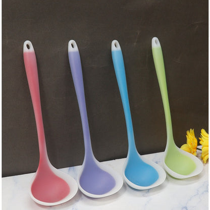 1pc Colored Large Silicone Soup Spoon, Household Heat-resistant Long Handled Soup Spoon