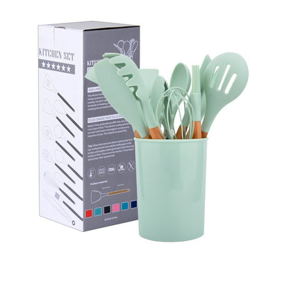 12pcs/set Silicone Kitchenware Utensils Set Spoon Tongs Kit