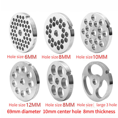 12 Type Meat Grinder Enema Accessories Knife Net Stainless Steel Orifice Plate Desktop Commercial Enema Machine Sausage Mouth Meat Grate Blade