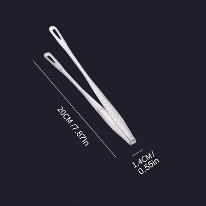 1pc Stainless Steel BBQ Tongs - Heat Resistant Food Tongs for Grilling & Kitchen Bread Serving